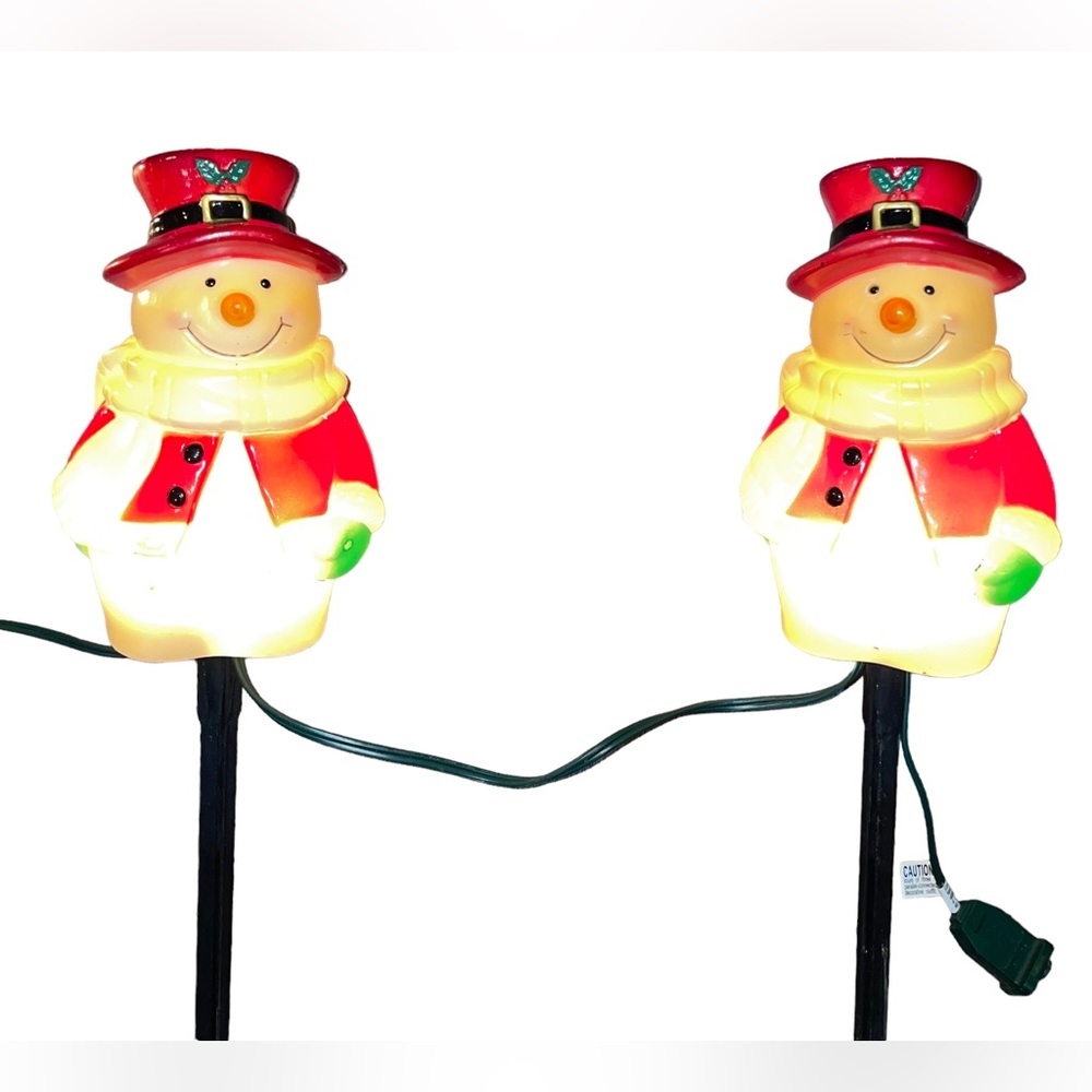 Snowman Blow Mold Pathway Markers Set Of 4 Lighted Christmas Yard